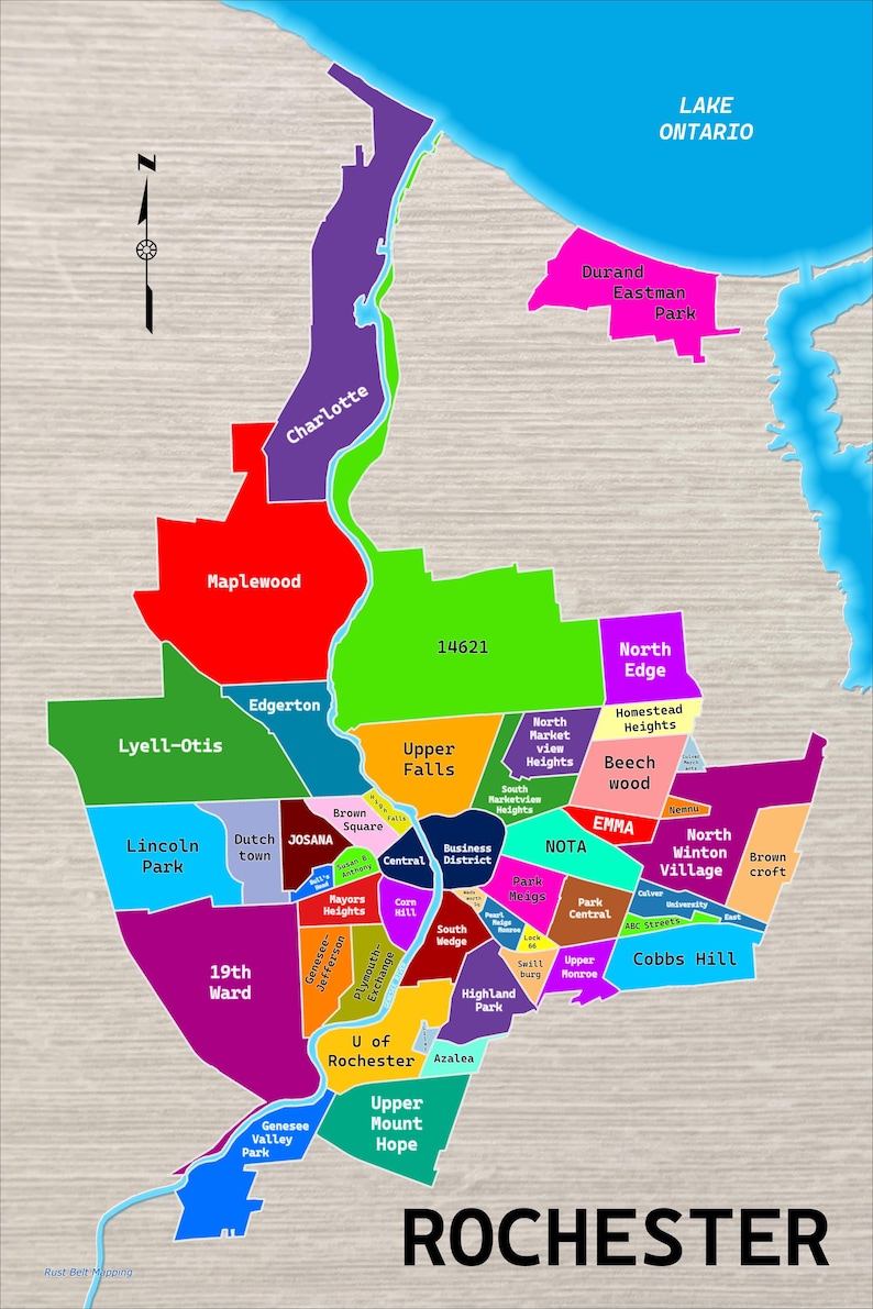 Where Is Rochester Rochester Neighborhoods Poster Map - Etsy Canada