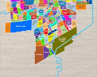 Kaart van de buurten van Winnipeg