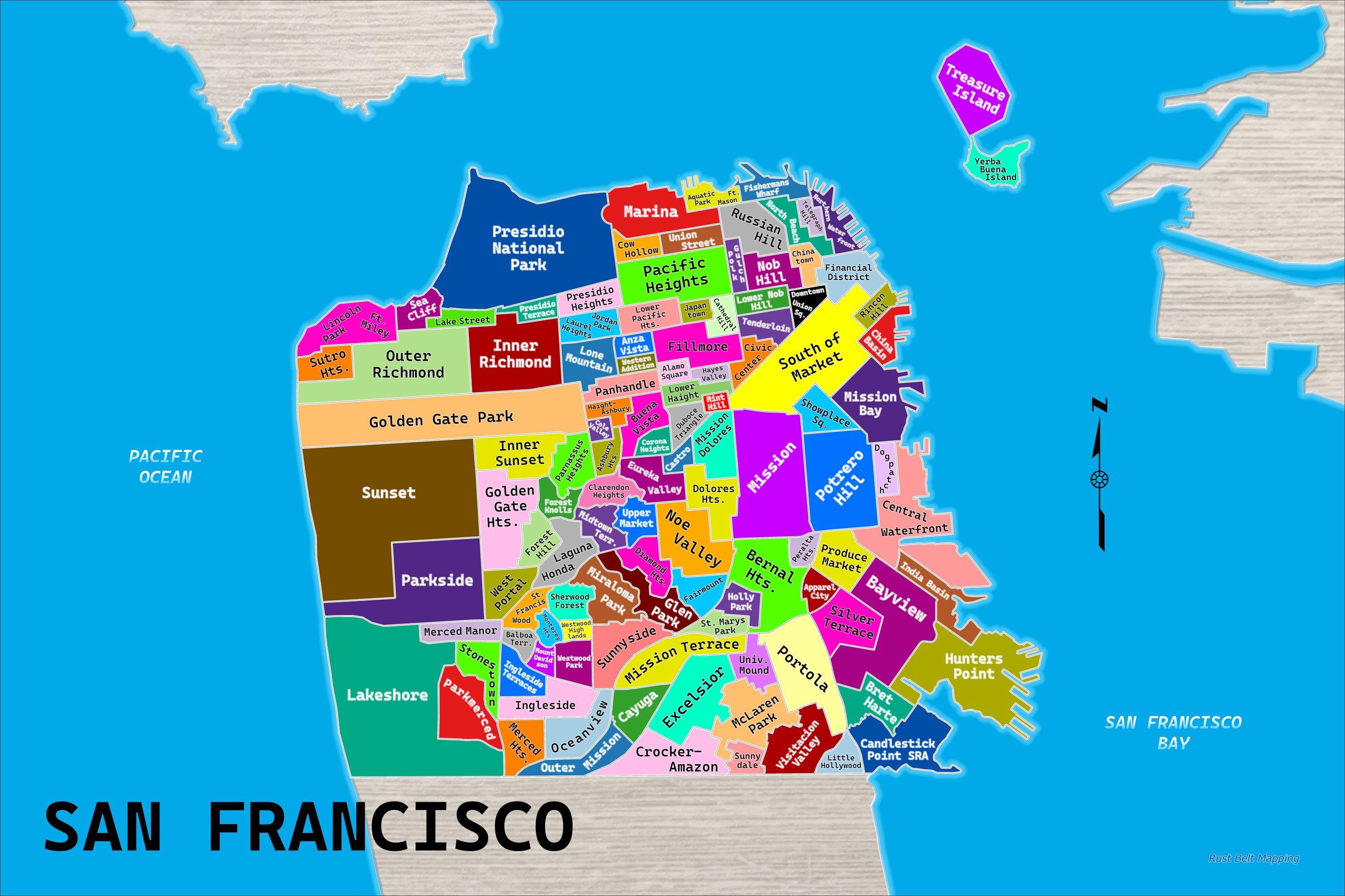 San Francisco Neighborhoods Poster Map