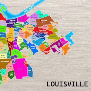 Louisville Stadtteile Poster Map