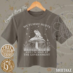 My Tummy Hurts And I'm Mad At Government Frog Cropped Boxy Tee Leftist Political Protest Top