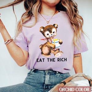 Eat The Rich Comfort Colors® Vintage Cartoon Political Greeting Card Shirt Anti Oligarchy Tee Social Justice Fuck The Patriarchy Vintage Tee