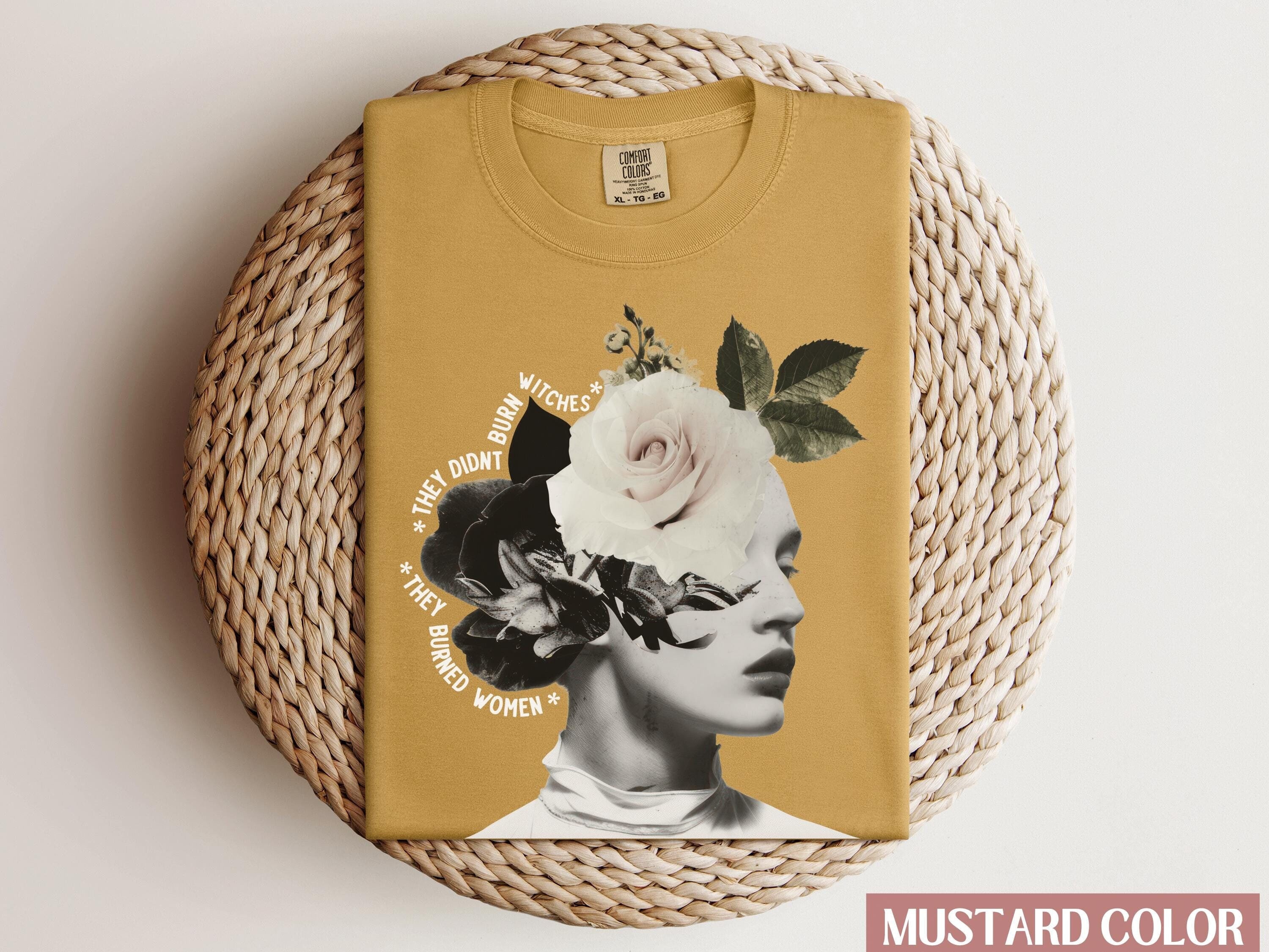 Collage They Didn't Burn Witches They Burned Women Comfort Colors® Witchy Feminist T-Shirt Retro Feminist Salem Witch Anti Patriarchy Shirt