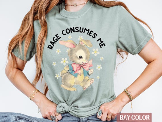 Rage Consumes Me Comfort Colors® Weirdcore Shirt Funny Hilarious Bunny Meme Sarcastic Shirt Unhinged Funny Mental Health Tee Dark Humor Gift