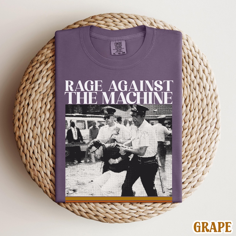 Bernie Sanders Comfort Colors® Rage Against The Machine Retro 90s Vintage Shirt 1963 Arrest Photo Shirt Resistance Protest Anti Trump Shirt Grape