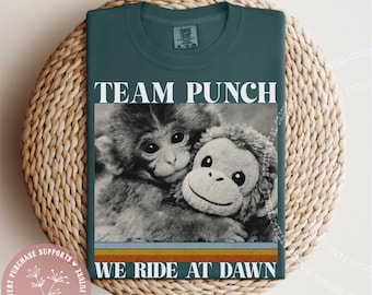 Team Punch Monkey Ride At Dawn Hopecore Retro Comfort Colors® Tshirt Save Punch Anti Bully Animal Lover Baby Monkey Cute Shirt