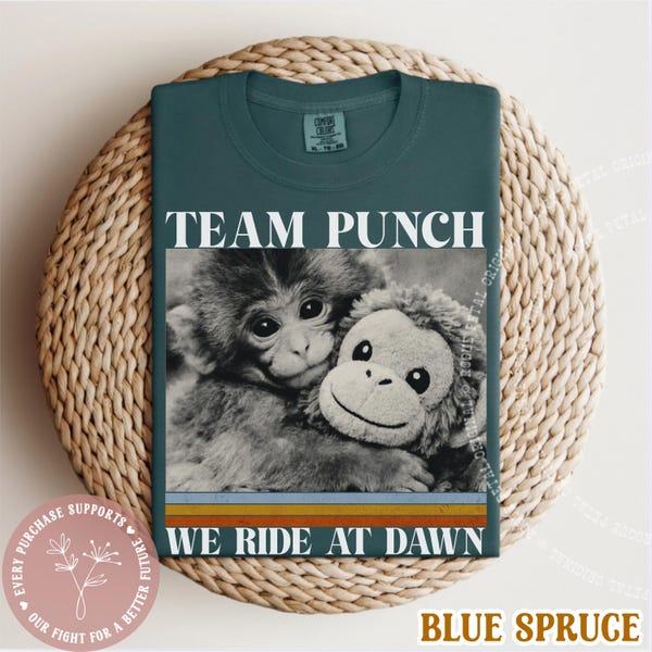 Team Punch Monkey Ride At Dawn Hopecore Retro Comfort Colors® Tshirt Save Punch Anti Bully Animal Lover Baby Monkey Cute Shirt