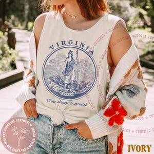 Sic Semper Tyrannis Virginia Comfort Colors® Tank Virginia Pride Anti Oligarchy Anti Fascist Support The Commonwealth Virginia Pride Graphic