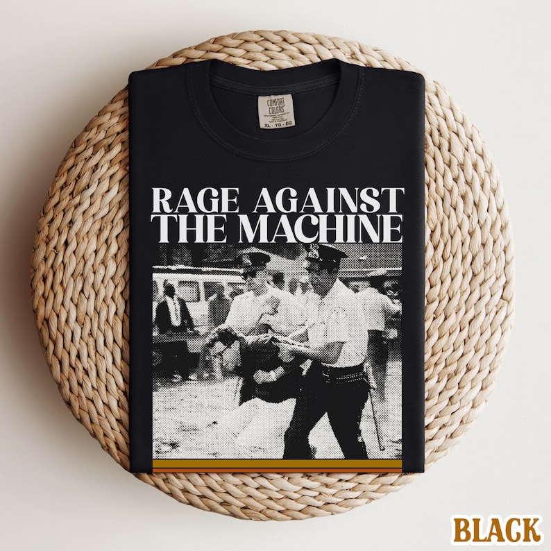 Bernie Sanders Comfort Colors® Rage Against The Machine Retro 90s Vintage Shirt 1963 Arrest Photo Shirt Resistance Protest Anti Trump Shirt Black