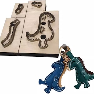 Petit pendentif dinosaure en cuir découpé moule, personnalisation faite main en cuir, artisanat du cuir outil Kraft
