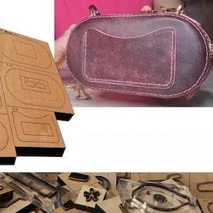 Petit sac pour femme dans un moule de découpe en cuir, personnalisation à la main, artisanat du cuir, outil kraft pour artisanat du cuir