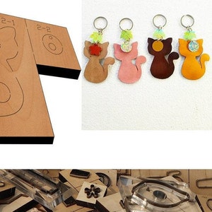 Pendentif chat en cuir découpé dans un moule, personnalisation faite main, artisanat du cuir, outil kraft pour l'artisanat du cuir