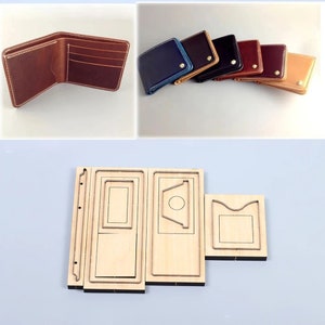 Porta-cartão de carteira dobrado Molde de corte de couro, personalização feita à mão Artesanato em couro, Ferramenta Kraft para artesanato em couro
