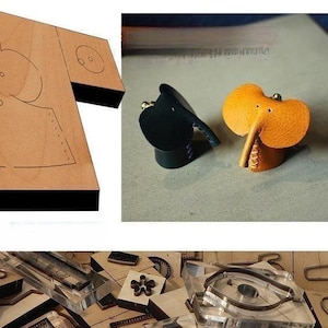 Pendentif éléphant dans un moule de découpe de cuir, outil kraft pour artisanat du cuir, personnalisation à la main, artisanat du cuir
