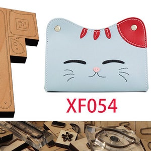 Porte-monnaie chat/sac pour cartes, découpe en cuir, moule découpé, porte-monnaie, artisanat en cuir, outil kraft, personnalisation à la main, artisanat du cuir