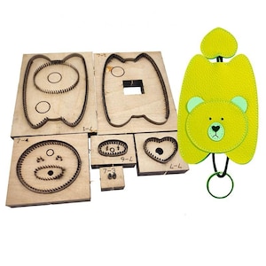 Ours en peluche de dessin animé animal, éléphant, sac de clés de porcelet Moule de découpe en cuir, personnalisation à la main, outil Kraft d'artisanat du cuir