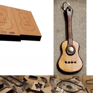 Pendentif de guitare en cuir découpé dans un moule, personnalisation faite main, artisanat du cuir, outil kraft pour l'artisanat du cuir