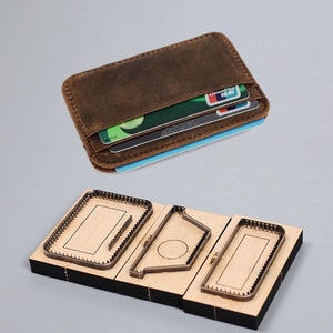 Monedero, tarjetero, molde para troquelado de cuero, personalización hecha a mano, artesanías de cuero, herramienta Kraft para artesanías de cuero