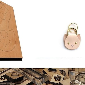 Pendentif clé chaton dans un moule découpé, personnalisation faite main, artisanat du cuir, outil kraft pour l'artisanat du cuir
