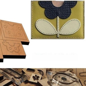 Moule découpé et découpé en cuir de sac de carte de petite fleur, artisanat en cuir de personnalisation fait main, outil de kraft d'artisanat en cuir