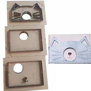 Porta monete e porta carte di credito a forma di gattino, stampo da taglio in pelle, personalizzazione fatta a mano, artigianato in pelle, strumento Kraft per artigianato in pelle