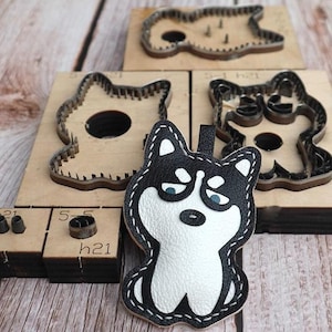 Pendentif Husky dans un moule de découpe de cuir, personnalisation faite main, artisanat du cuir, outil kraft pour artisanat du cuir