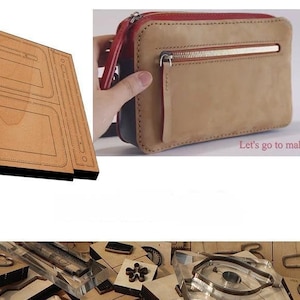 Moule de découpe en cuir pour sac à main avec fermeture à glissière, personnalisation faite main, artisanat du cuir, outil kraft pour artisanat du cuir