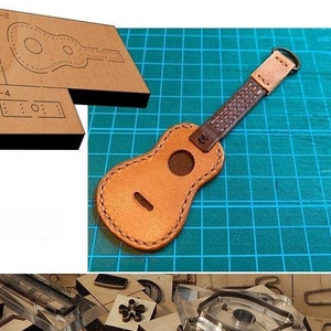 Pendentif de guitare en cuir découpé dans un moule, personnalisation faite main, artisanat du cuir, outil kraft pour l'artisanat du cuir