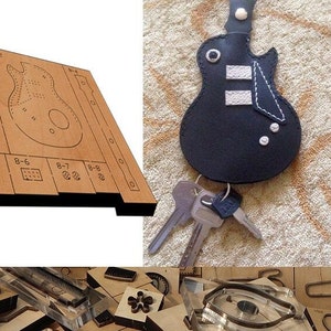 Étui à clés pour guitare dans un moule découpé, personnalisation fait main, artisanat du cuir, outil kraft pour artisanat du cuir