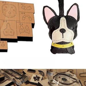 Pendentif bouledogue en cuir découpé, moule, porte-monnaie, artisanat en cuir, outil kraft, personnalisation à la main, artisanat du cuir