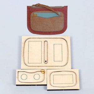 Porte-cartes à glissière en cuir, moule découpé, personnalisation à la main, artisanat du cuir, outil kraft pour l'artisanat du cuir