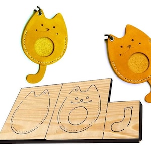 Porta tessere di accesso per gatti Stampo per fustellatura in pelle, personalizzazione fatta a mano Artigianato in pelle, Strumento Kraft per artigianato in pelle