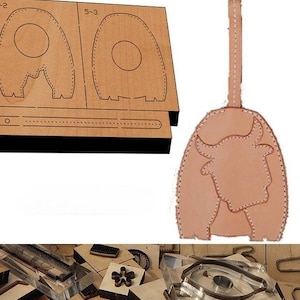 Pendentif bovin en cuir découpé dans un moule, porte-monnaie en cuir, artisanat en cuir, outil kraft, personnalisation à la main en cuir