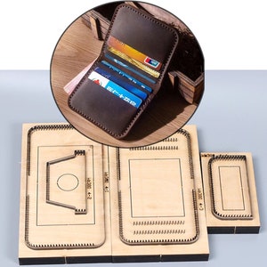 Portafoglio pieghevole per carte di credito in pelle, stampo per fustellatura in pelle, personalizzazione fatta a mano, artigianato in pelle, strumento Kraft per artigianato in pelle