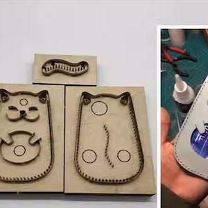 Moule découpé avec découpe en cuir de sac de carte de chat de bande dessinée, artisanat en cuir de personnalisation fait main, outil de kraft d'artisanat en cuir