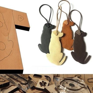 Pendentif chien en cuir découpé dans un moule, personnalisation faite main, artisanat du cuir, outil kraft pour l'artisanat du cuir