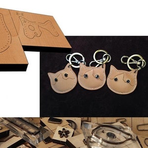 Pendentif mignon tête de chat dans un moule découpé, personnalisation faite main, artisanat du cuir, outil kraft pour artisanat du cuir