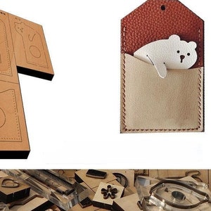 Stampo per fustellatura in pelle per borsa portacarte Little Bear, personalizzazione fatta a mano, artigianato in pelle, strumento Kraft per artigianato in pelle