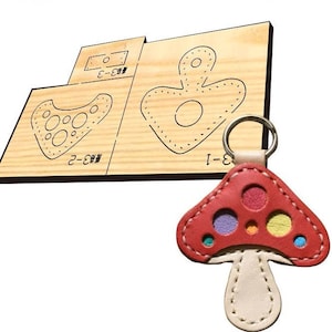 Pendentif champignon dans un moule de découpe de cuir, personnalisation faite main, artisanat du cuir, outil kraft pour artisanat du cuir