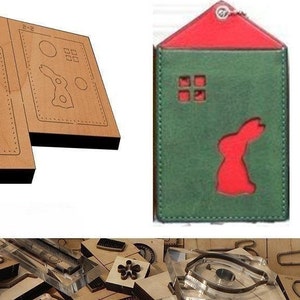 Porta carte di credito in pelle con cavità a forma di coniglio, stampo per fustellatura in pelle, personalizzazione fatta a mano, artigianato in pelle, strumento Kraft per artigianato in pelle