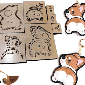 Pendentif corgi en cuir découpé, moule, personnalisation faite main, artisanat du cuir, outil kraft pour l'artisanat du cuir