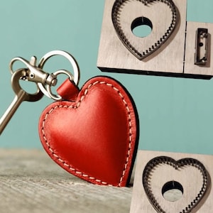 Moule découpé avec pendentif clé en forme de coeur pêche, personnalisation à la main, artisanat du cuir, outil kraft pour artisanat du cuir