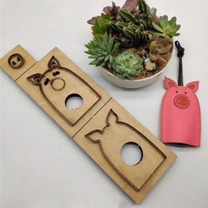 Petit cochon, porte-clés, moule, découpe, cuir, découpage, moule, personnalisation, fait main, artisanat du cuir, artisanat du cuir, outil kraft