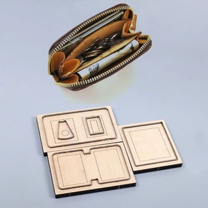 Moule découpé et découpé en cuir de porte-monnaie à fermeture à glissière, artisanat du cuir de personnalisation fait main, outil kraft d'artisanat du cuir