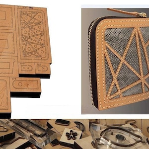 Portefeuille incrusté de peau de serpent, moule de découpe en cuir, outil kraft pour artisanat du cuir, personnalisation à la main, artisanat du cuir