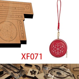 Porte-monnaie rond en forme de flocon de neige, moule découpé et découpé en cuir, outil kraft d'artisanat en cuir de porte-monnaie, artisanat en cuir de personnalisation fait main
