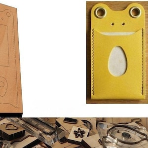 Porte-cartes grenouille dans un moule de découpe en cuir, personnalisation à la main, artisanat du cuir, outil kraft pour artisanat du cuir