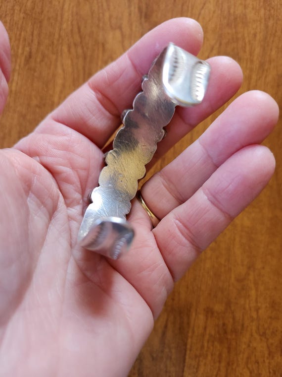 Unsigned Silver Turquoise Nugget Cuff Bracelet - image 3