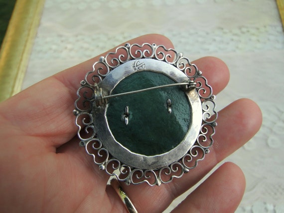 Jade Colored Sterling Silver Siesta Brooch - image 2