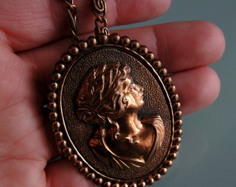 Antique Finish, Steampunk, Victorian Brooch Pendant Necklace